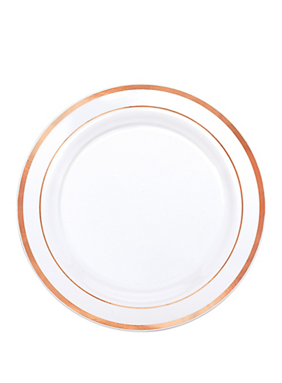 Picture of White Rose Gold Trimmed Premium Plastic Lunch Plates