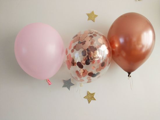 Picture of Blush Pink Copper Balloons Rose Gold Confetti