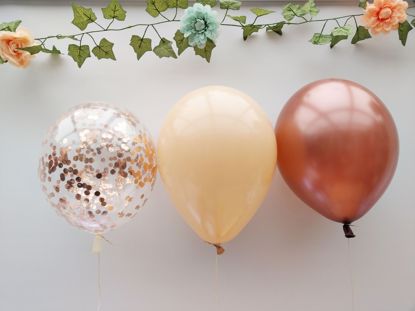 Picture of Rose Gold Balloons Confetti Copper Blush Bouquet