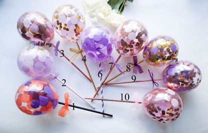 Picture of Cake Topper  Balloon Confetti Designs Purple Lavender Rose Gold