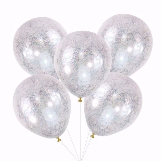 Picture of SILVER ANGEL HAIR FILLED PARTY CONFETTI BALLOONS