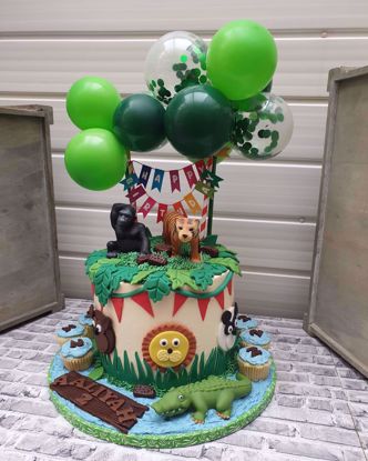 Picture of Balloon Cake Topper Confetti Garland Jungle Animal Safari Green Tropical